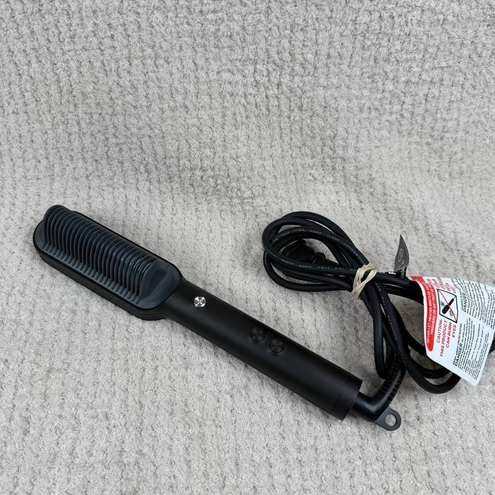 TYMO RING Hair Straightening Brush Ionic Ceramic Flat‎ Iron Black Purple HC100